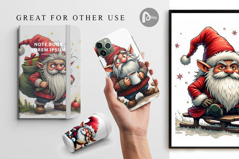 Digital Paper Grumpy Gnome Christmas Digital Pattern artnoy 