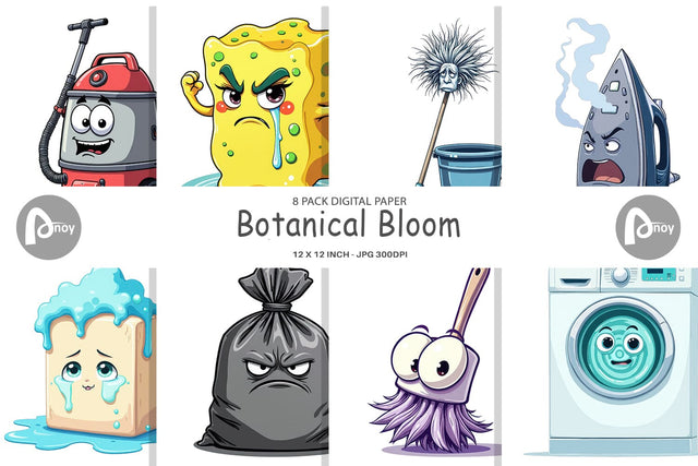 Digital Paper Grumpy Household Digital Pattern artnoy 