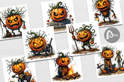 Digital Paper Grumpy Jack o Lantern Digital Pattern artnoy 