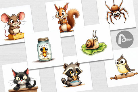 Digital Paper Grumpy Kitchen Critters Digital Pattern artnoy 