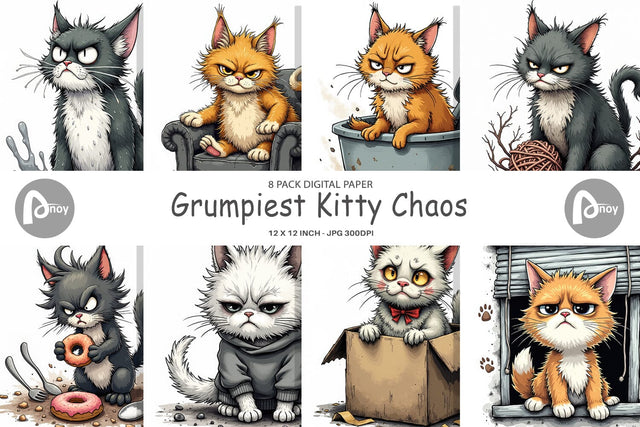 Digital Paper Grumpy Kitty Digital Pattern artnoy 
