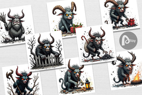 Digital Paper Grumpy Krampus Digital Pattern artnoy 