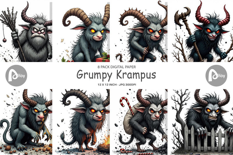 Digital Paper Grumpy Krampus Digital Pattern artnoy 