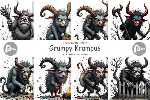 Digital Paper Grumpy Krampus Digital Pattern artnoy 