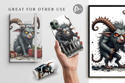 Digital Paper Grumpy Krampus Digital Pattern artnoy 