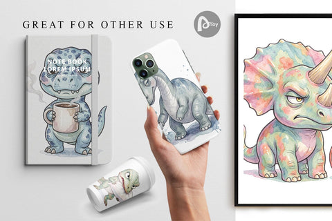 Digital Paper Grumpy Monday Dino Digital Pattern artnoy 