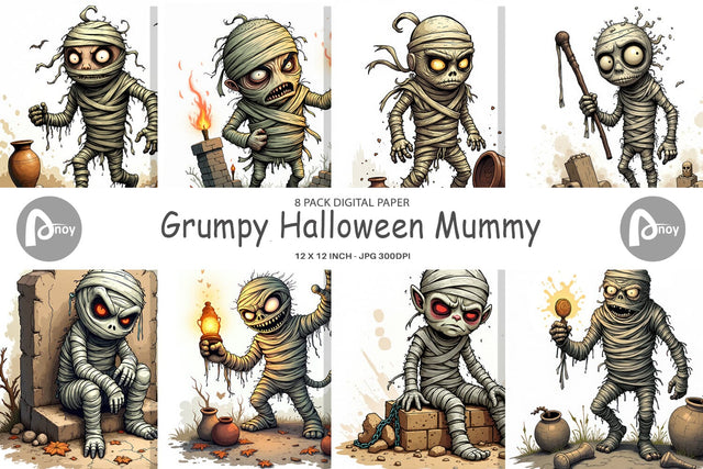 Digital Paper Grumpy Mummy Digital Pattern artnoy 