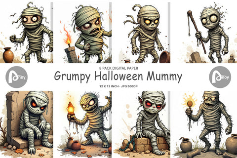 Digital Paper Grumpy Mummy Digital Pattern artnoy 