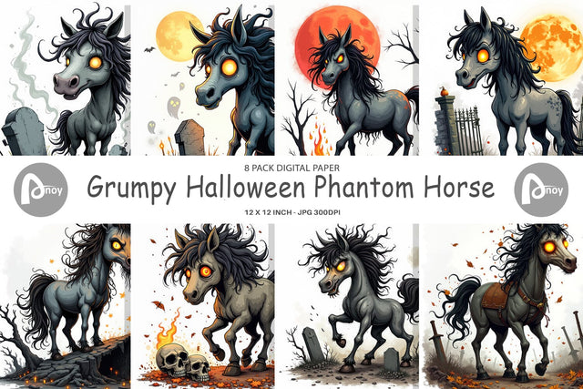 Digital Paper Grumpy Phantom Horse Digital Pattern artnoy 