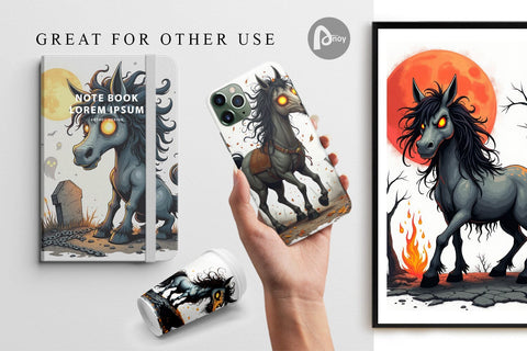 Digital Paper Grumpy Phantom Horse Digital Pattern artnoy 