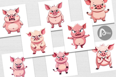 Digital Paper Grumpy Pig Digital Pattern artnoy 