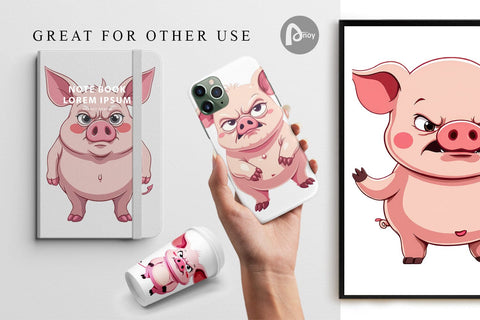 Digital Paper Grumpy Pig Digital Pattern artnoy 