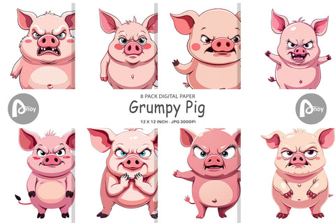 Digital Paper Grumpy Pig Digital Pattern artnoy 