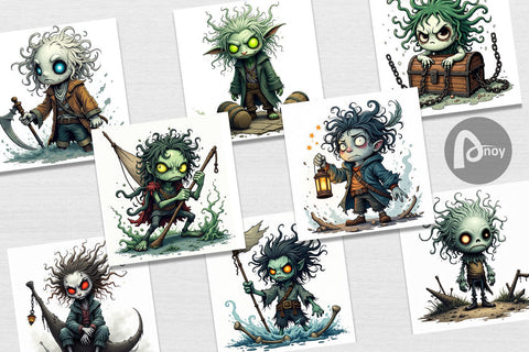 Digital Paper Grumpy Pirate Ghost Digital Pattern artnoy 