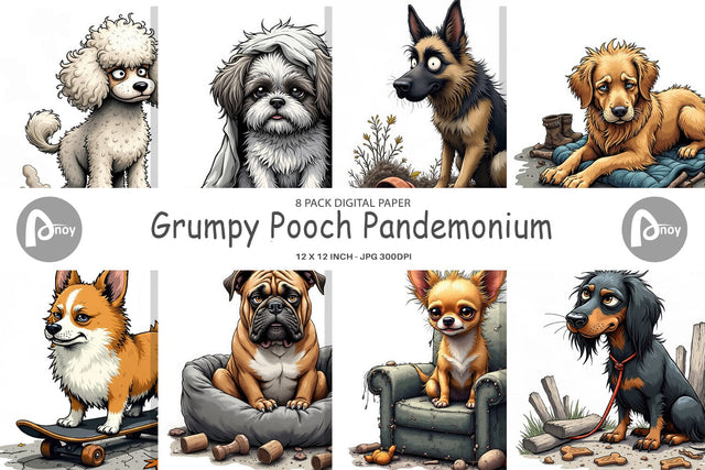 Digital Paper Grumpy Pooch Digital Pattern artnoy 