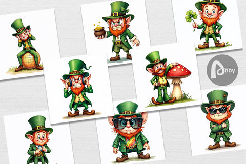 Digital Paper Grumpy Retro Leprechaun Digital Pattern artnoy 