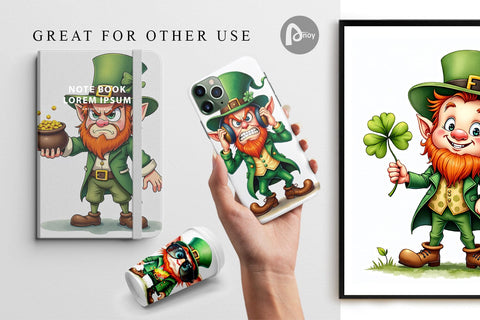 Digital Paper Grumpy Retro Leprechaun Digital Pattern artnoy 