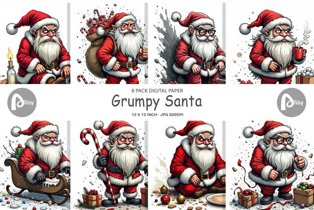 Digital Paper Grumpy Santa Digital Pattern artnoy 