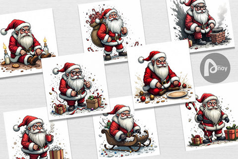 Digital Paper Grumpy Santa Digital Pattern artnoy 