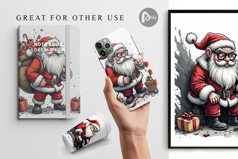 Digital Paper Grumpy Santa Digital Pattern artnoy 
