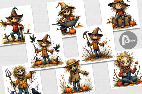 Digital Paper Grumpy Scarecrow Digital Pattern artnoy 