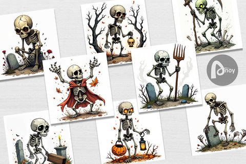 Digital Paper Grumpy Skeleton Digital Pattern artnoy 