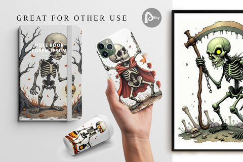 Digital Paper Grumpy Skeleton Digital Pattern artnoy 