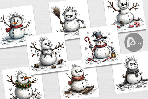 Digital Paper Grumpy Snowman Digital Pattern artnoy 