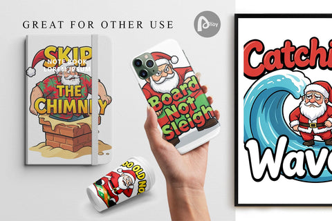 Digital Paper Grumpy Surfer Santa Sarcastic Quotes Digital Pattern artnoy 