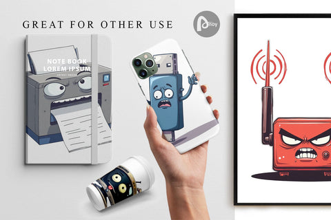 Digital Paper Grumpy Tech Gadgets Digital Pattern artnoy 