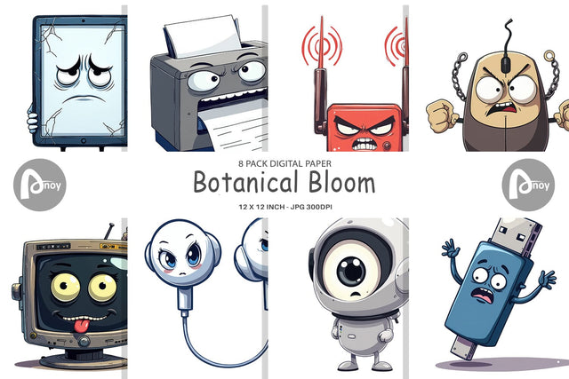 Digital Paper Grumpy Tech Gadgets Digital Pattern artnoy 