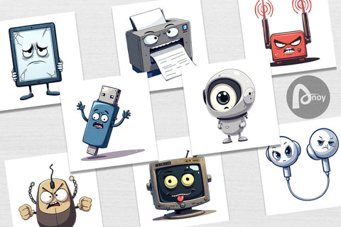 Digital Paper Grumpy Tech Gadgets Digital Pattern artnoy 