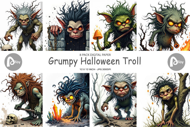 Digital Paper Grumpy Troll Digital Pattern artnoy 