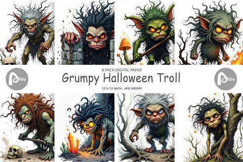 Digital Paper Grumpy Troll Digital Pattern artnoy 