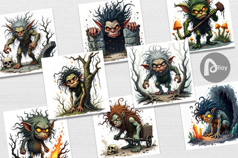 Digital Paper Grumpy Troll Digital Pattern artnoy 