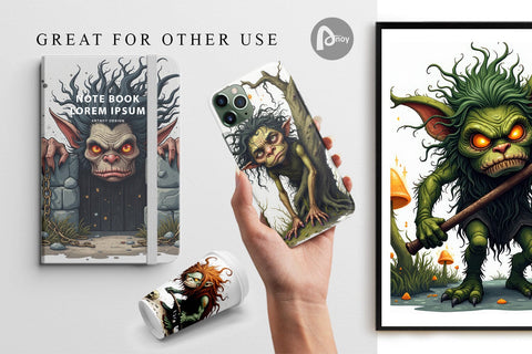 Digital Paper Grumpy Troll Digital Pattern artnoy 