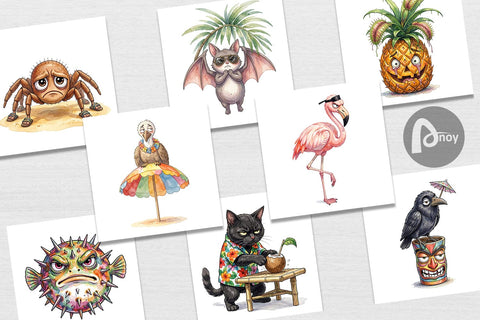 Digital Paper Grumpy Tropical Goth Animal Digital Pattern artnoy 