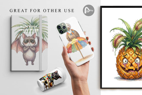 Digital Paper Grumpy Tropical Goth Animal Digital Pattern artnoy 