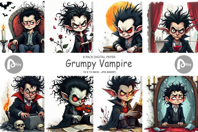 Digital Paper Grumpy Vampire Digital Pattern artnoy 