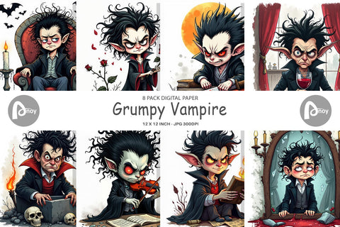 Digital Paper Grumpy Vampire Digital Pattern artnoy 