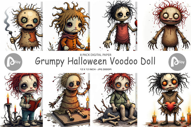 Digital Paper Grumpy Voodoo Doll Digital Pattern artnoy 