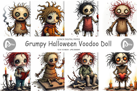 Digital Paper Grumpy Voodoo Doll Digital Pattern artnoy 