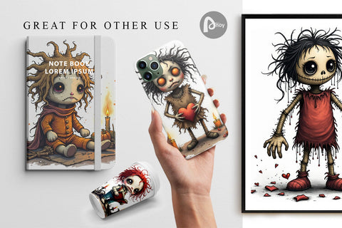 Digital Paper Grumpy Voodoo Doll Digital Pattern artnoy 