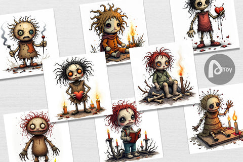 Digital Paper Grumpy Voodoo Doll Digital Pattern artnoy 