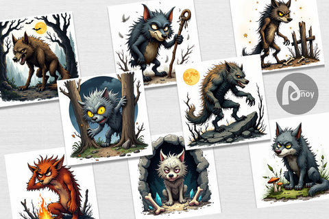 Digital Paper Grumpy Werewolf Digital Pattern artnoy 