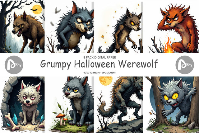 Digital Paper Grumpy Werewolf Digital Pattern artnoy 