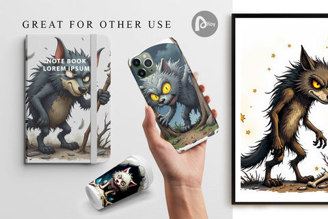 Digital Paper Grumpy Werewolf Digital Pattern artnoy 