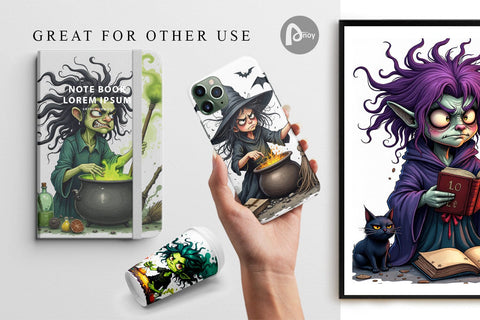 Digital Paper Grumpy Witch Digital Pattern artnoy 