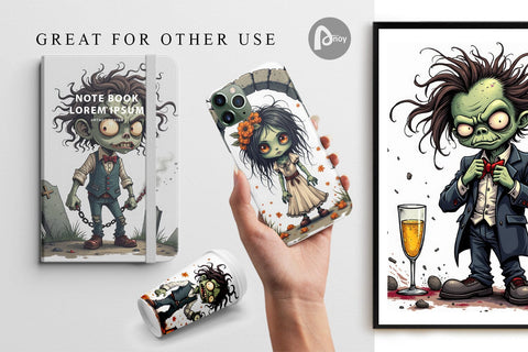 Digital Paper Grumpy Zombie Couple Digital Pattern artnoy 