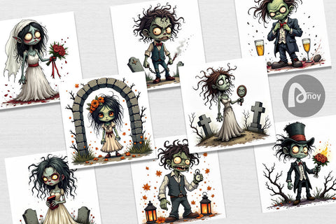 Digital Paper Grumpy Zombie Couple Digital Pattern artnoy 